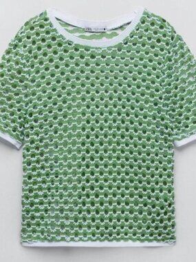 Zara Short Sleeve Crochet Sweater